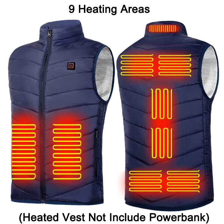 Gilet Chauffant Électrique Unisexe – 9 Zones de Chauffage – USB Rechargeable