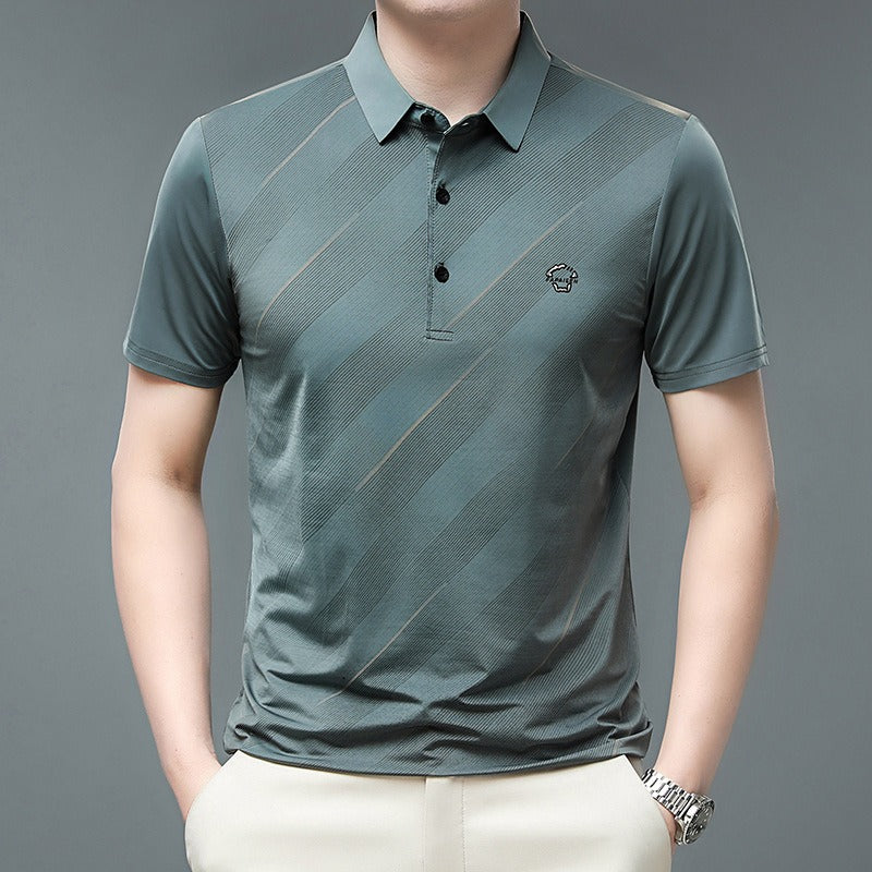 Polo homme manches courtes effet léger satiné – Col classique, coupe technique