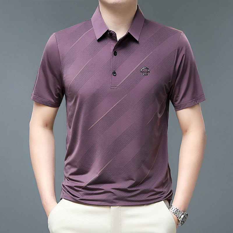 Polo homme manches courtes effet léger satiné – Col classique, coupe technique