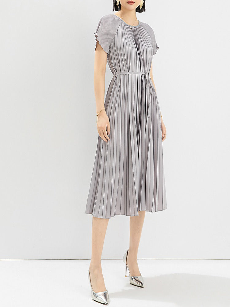 Robe plissée “Camel Élégance” – Style chic & fluide