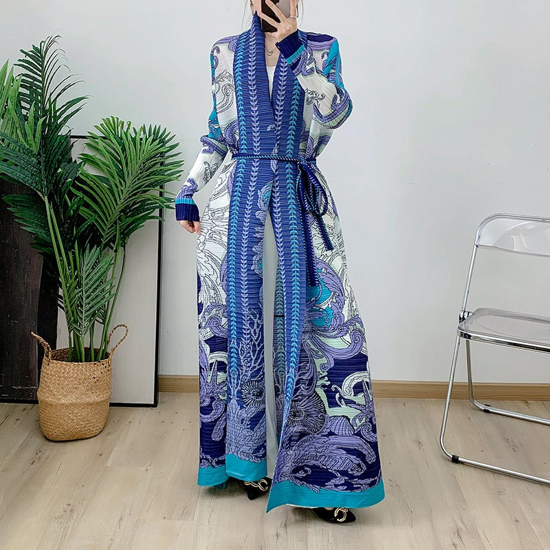 Robe Longue “Bleu Impérial” – Kimono Élégance & Détail Oriental Muslim