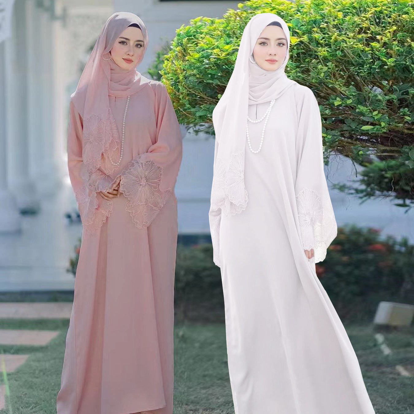 Abaya Blanche Élégante – Broderie Luxe & Finesse Muslim