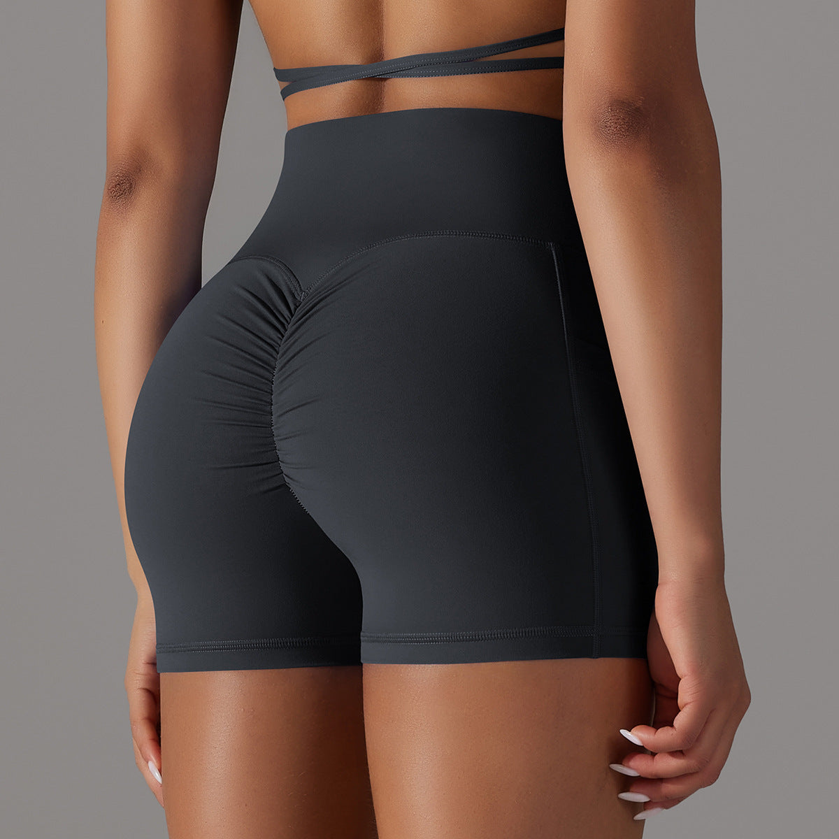 Short de Sport Gainant Femme – Taille Haute & Poche Latérale