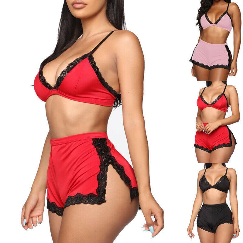 Ensemble Lingerie Satiné 2 Pièces avec Dentelle – Confort & Séduction