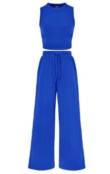 Ensemble Femme Chic – Débardeur Court & Pantalon Large Taille Haute | Tenue Décontractée & Élégante