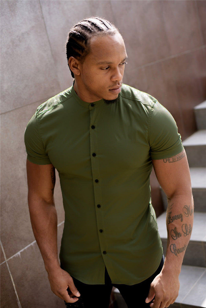 CHEMISE HOMME SLIM COL MAO – ÉLÉGANCE MODERNE