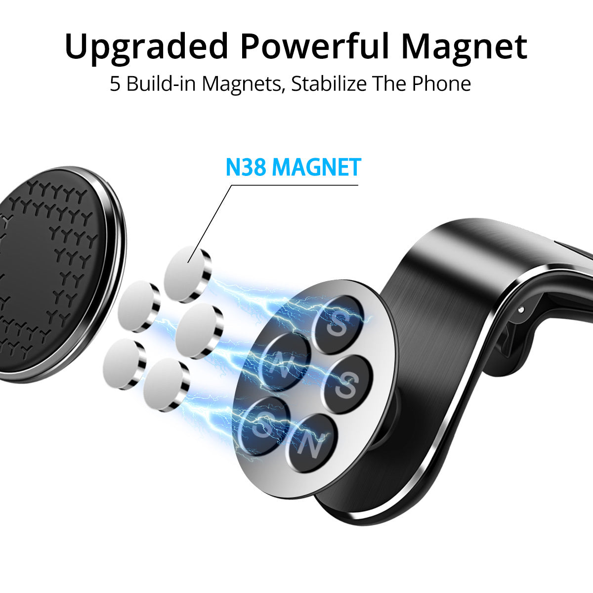 Support Téléphone Voiture Magnétique 360° | Fixation Grille d'Aération – Rotation Réglable & Ultra-Stable