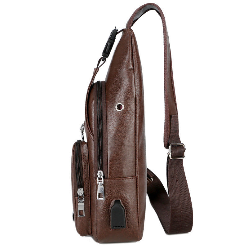 Sac Bandoulière Homme en Simili Cuir – Anti-vol & Port USB de Recharge