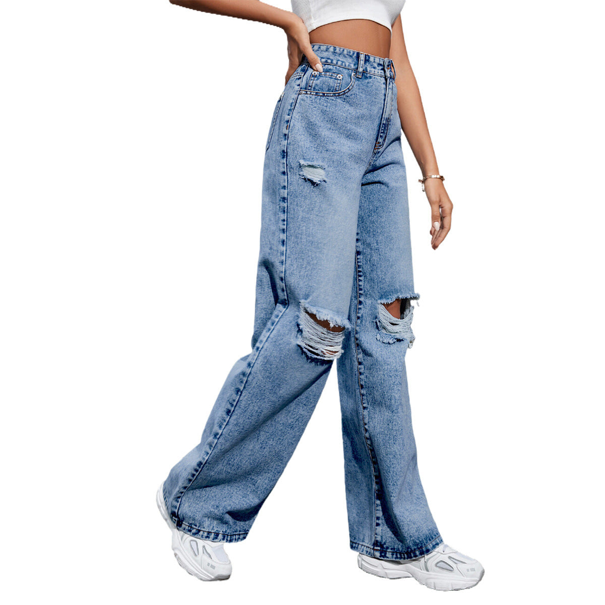 Jean Destroy Femme – Taille Haute & Coupe Large