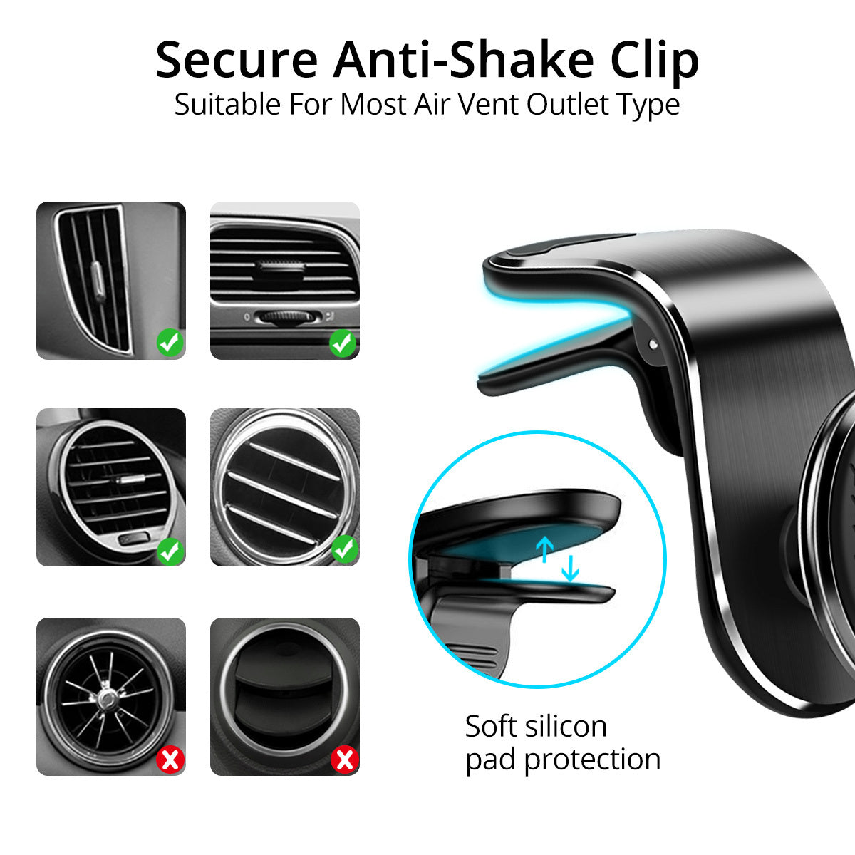 Support Téléphone Voiture Magnétique 360° | Fixation Grille d'Aération – Rotation Réglable & Ultra-Stable
