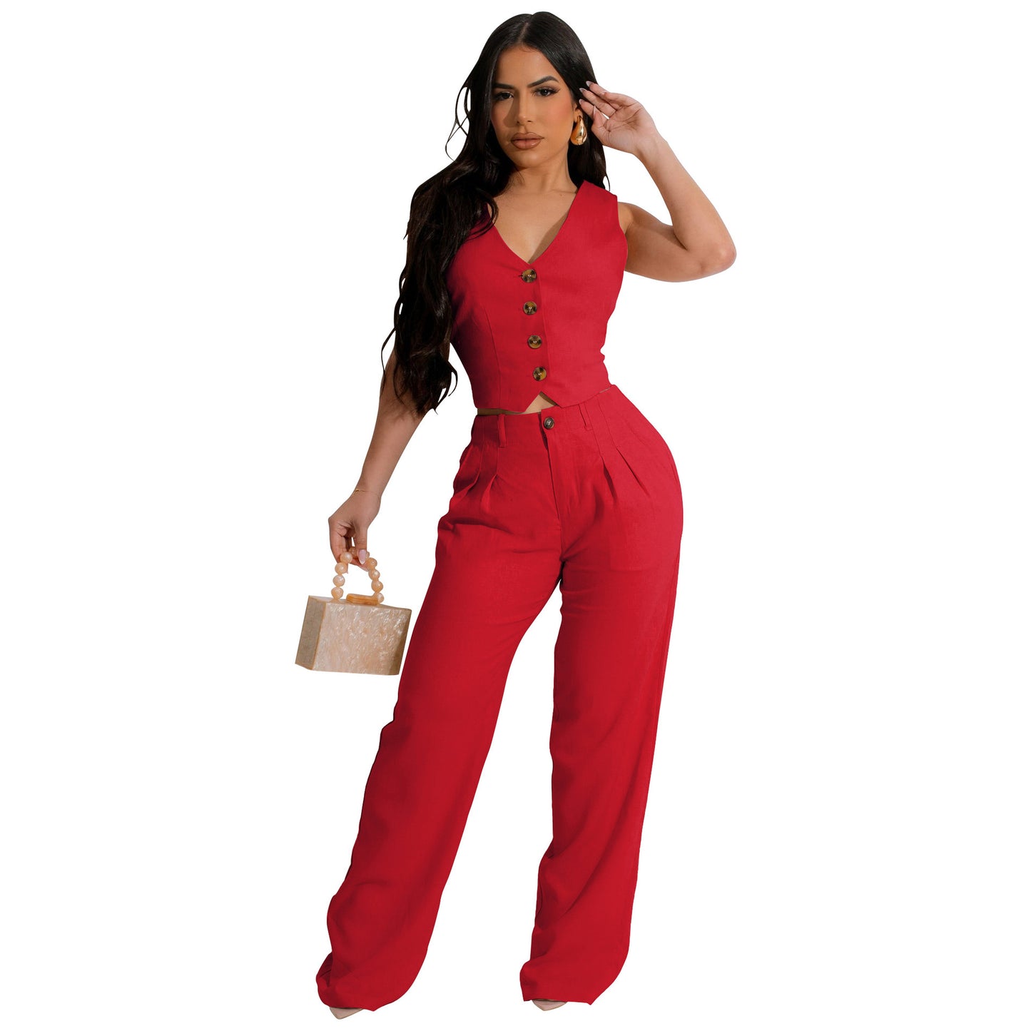 Combinaison Tailleur Élégance Boutonnée – 7 Couleurs Disponibles