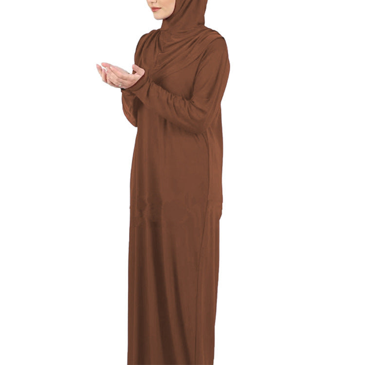 Abaya de prière douce & pudique – Ultra fluide, hijab intégré