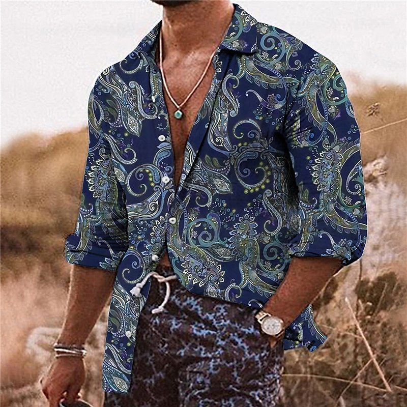 Chemise Homme Bohème Chic | Manches Longues | Style Vacances & Plage | Look Festival Tendance