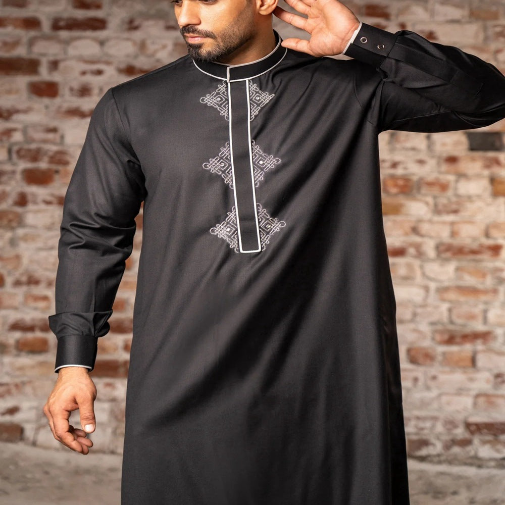 Robe Traditionnelle Noire pour Homme – Élégance et Raffinement Muslim