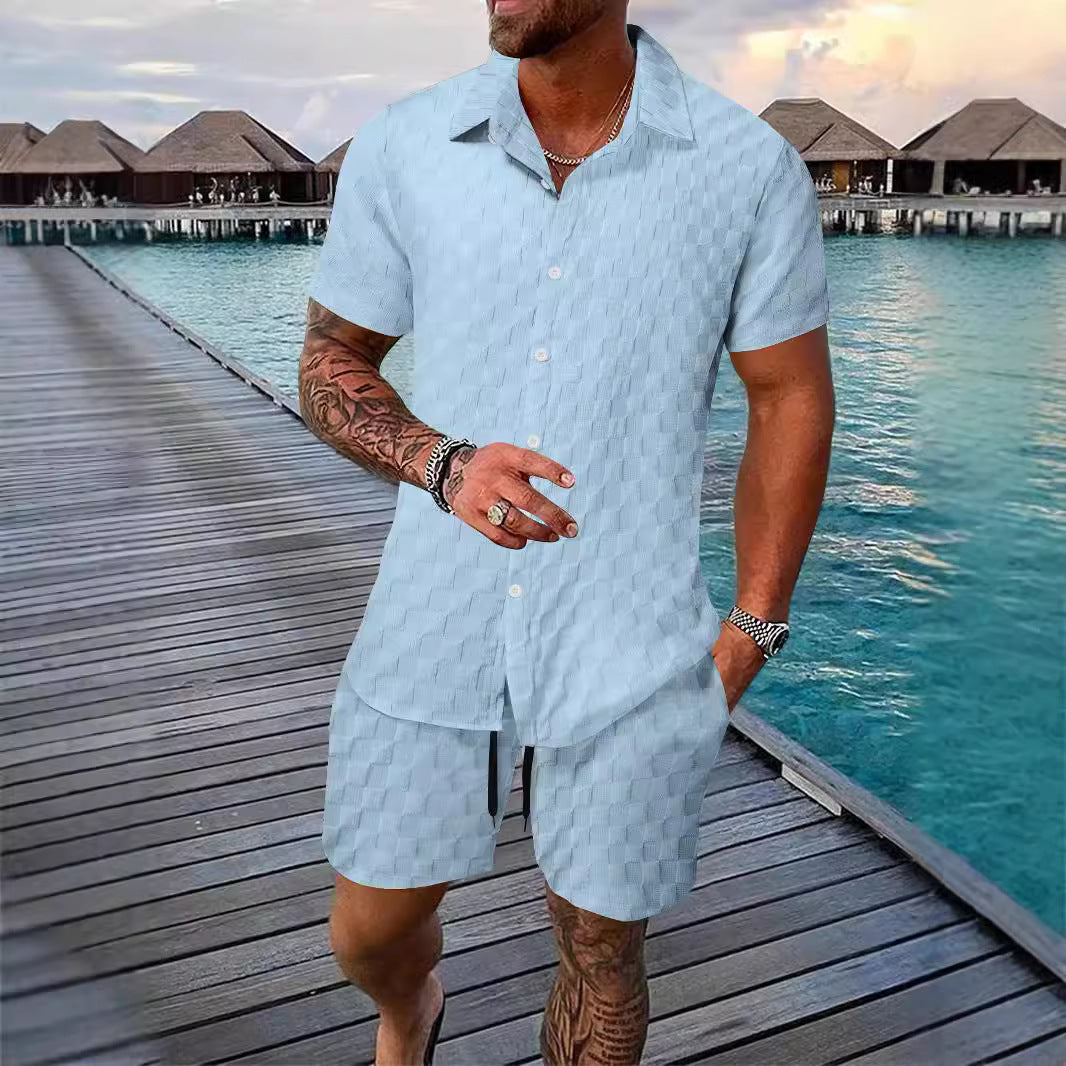 Ensemble Homme Été 2 Pièces – Chemise Boutonnée & Short | Look Bord de Mer 2025