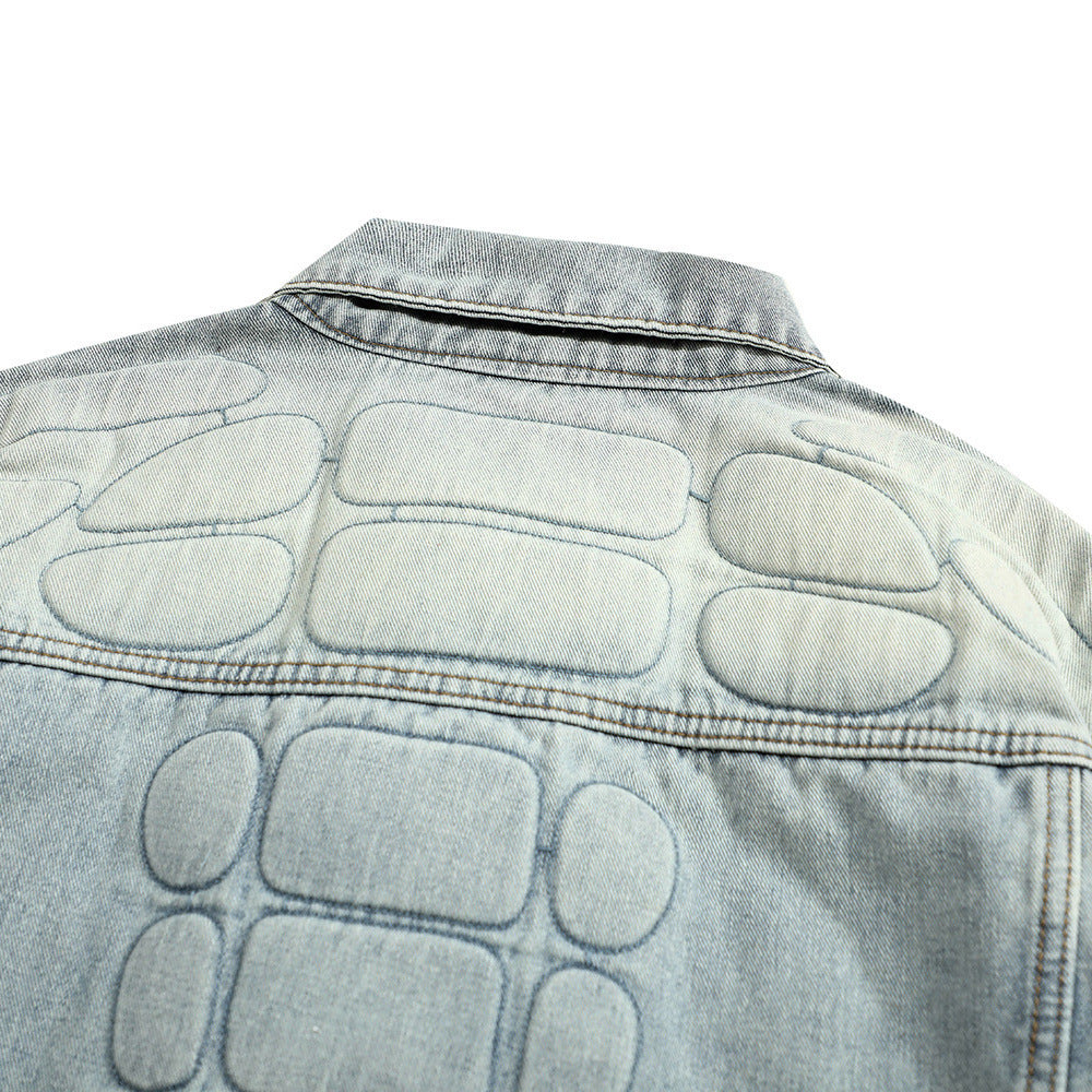 Veste en Jean Délavée Homme – Style Streetwear & Décontracté