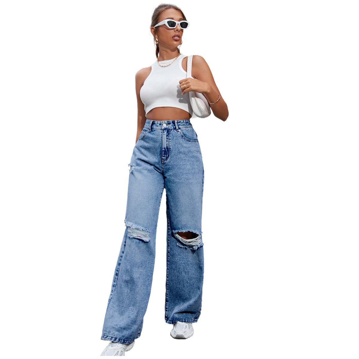Jean Destroy Femme – Taille Haute & Coupe Large