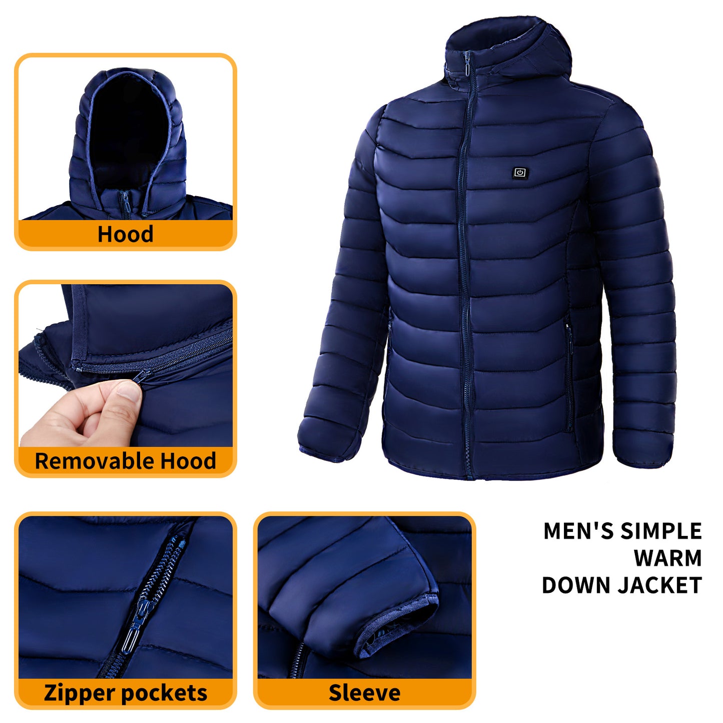 Veste chauffante électrique unisexe – Doudoune chauffée USB avec zones de chaleur, hiver & outdoor