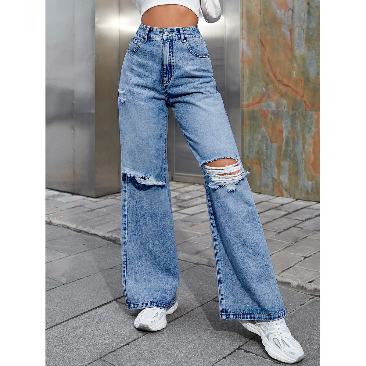 Jean Destroy Femme – Taille Haute & Coupe Large
