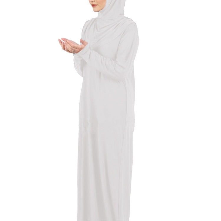 Abaya de prière douce & pudique – Ultra fluide, hijab intégré