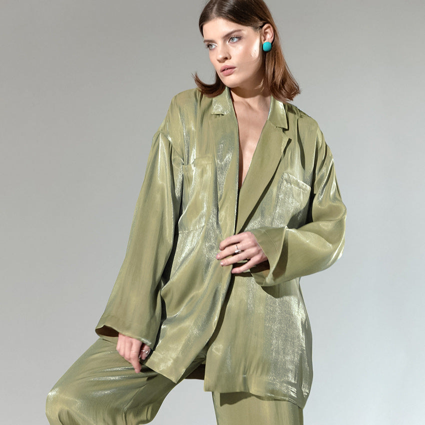 Ensemble Femme Satin Chic – Débardeur à Bretelles + Pantalon Large | Style Européen Élégant