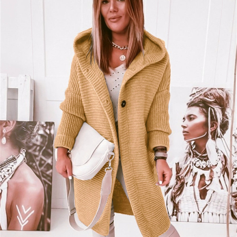 Cardigan Long Femme à Capuche – Style Cocooning Tricoté | Look Élégant & Confort