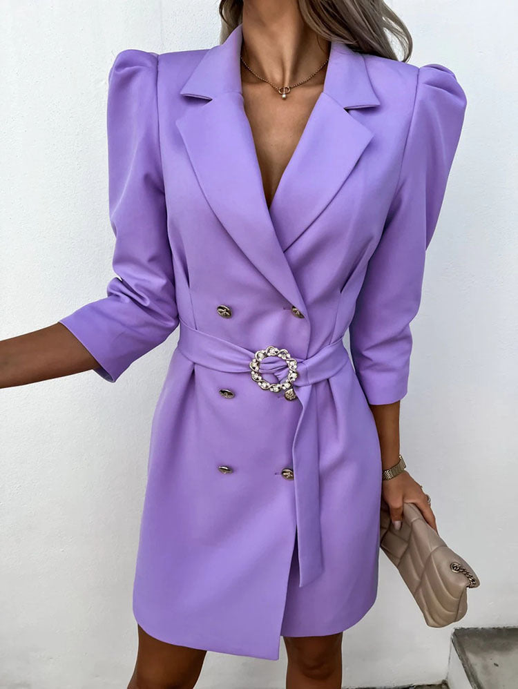 Robe Blazer Élégante à Manches Bouffantes – Chic & Séduction