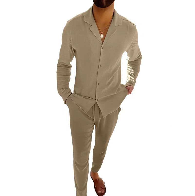 Ensemble Homme "Sable & Style" – Chemise + Short texture chic