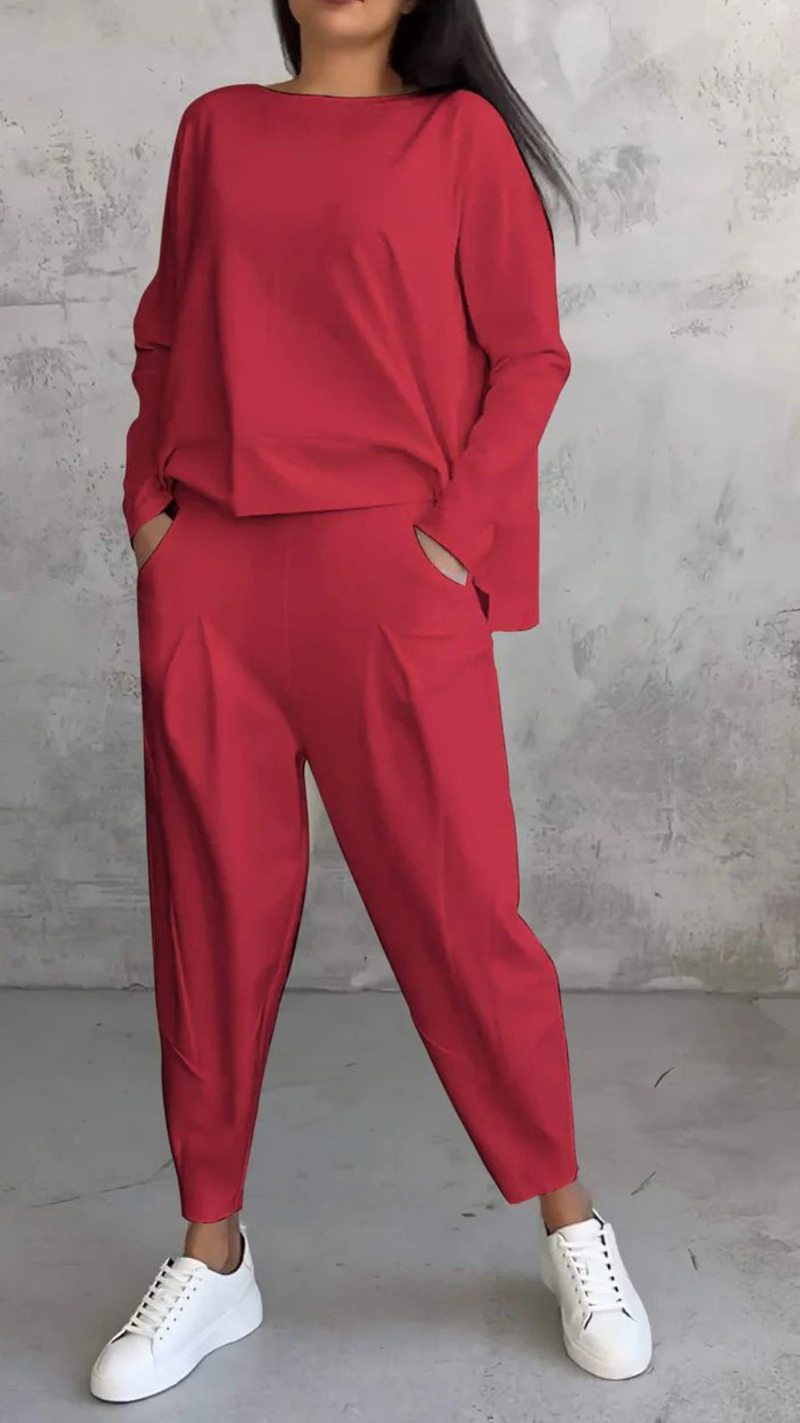 Ensemble “Urban Relax” – Col rond & pantalon fuselé