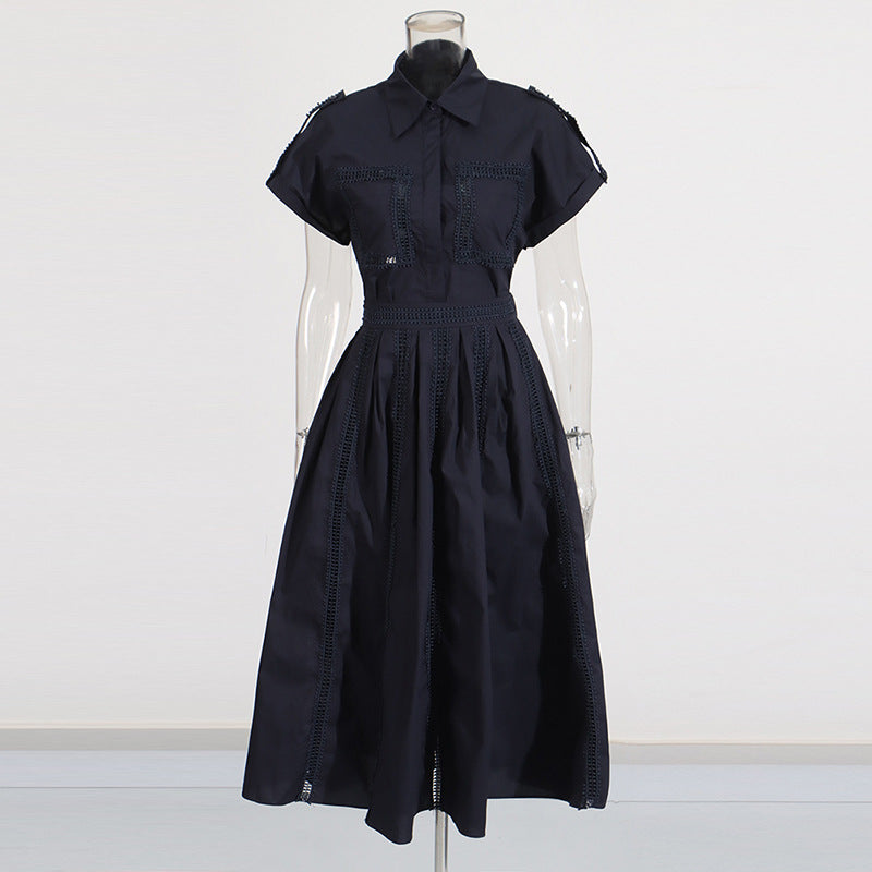Ensemble Saharienne Élégance – Haut structuré + jupe longue fluide
