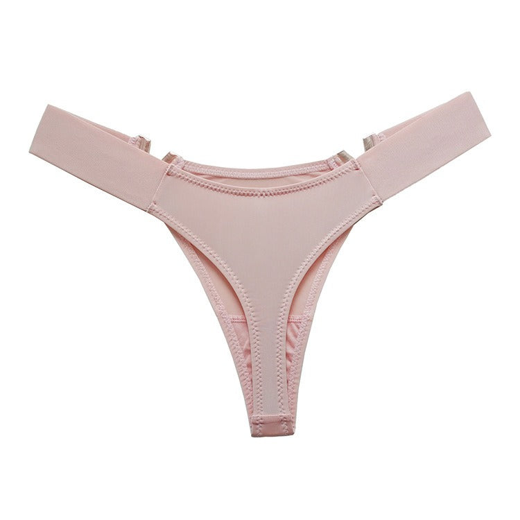 Lot de 3 strings femme – Coupe taille basse, empiècements dorés "V", couleurs variées