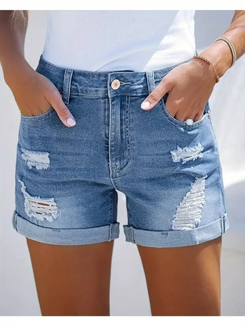 Short en Jean Sculptant Femme – Taille Haute & Coupe Push-Up | Style Été 2025