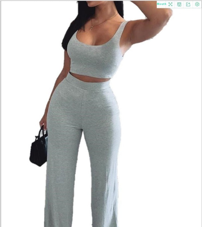 Ensemble côtelé débardeur + pantalon taille haute – look casual chic 2025
