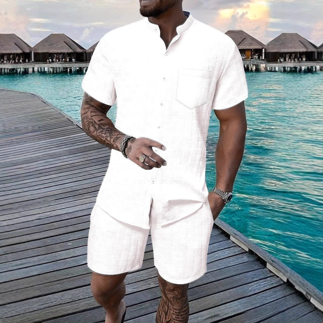 Ensemble Homme Été 2 Pièces – Chemise Boutonnée & Short | Look Bord de Mer 2025