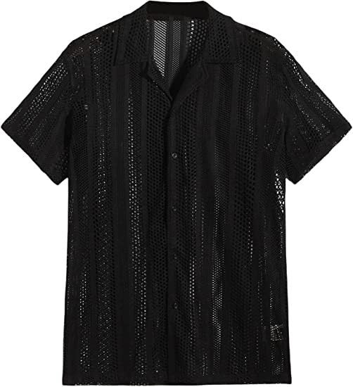 Chemise Homme Décontractée Transparente | Look Estival Chic | Manches Courtes | Style Vacances Tendance