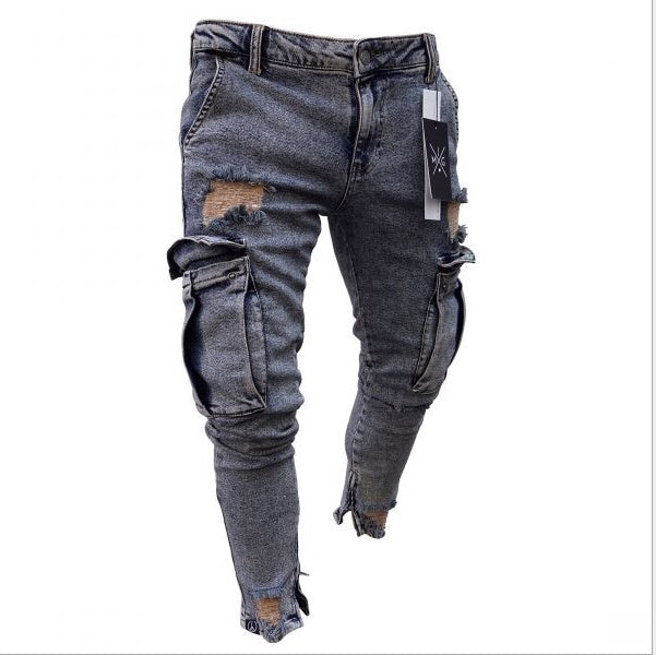 Jean Cargo Streetwear Homme – Style Urbain & Détail Destroy