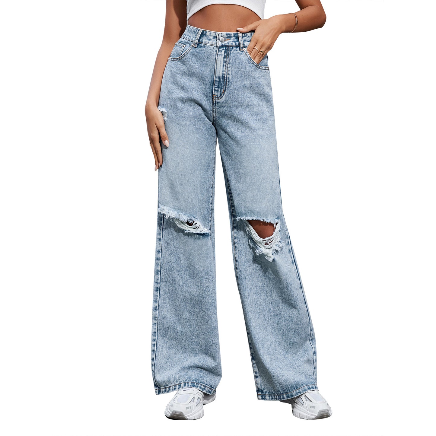 Jean Destroy Femme – Taille Haute & Coupe Large