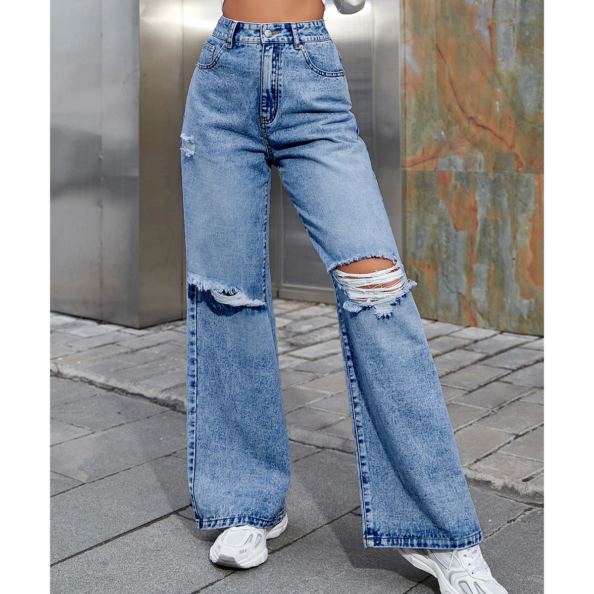 Jean Destroy Femme – Taille Haute & Coupe Large