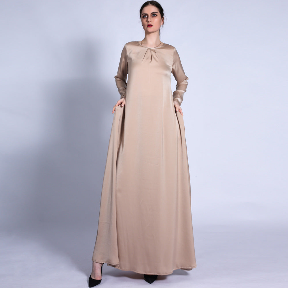 Abaya Satinée Beige Élégante – Coupe Fluide & Minimaliste