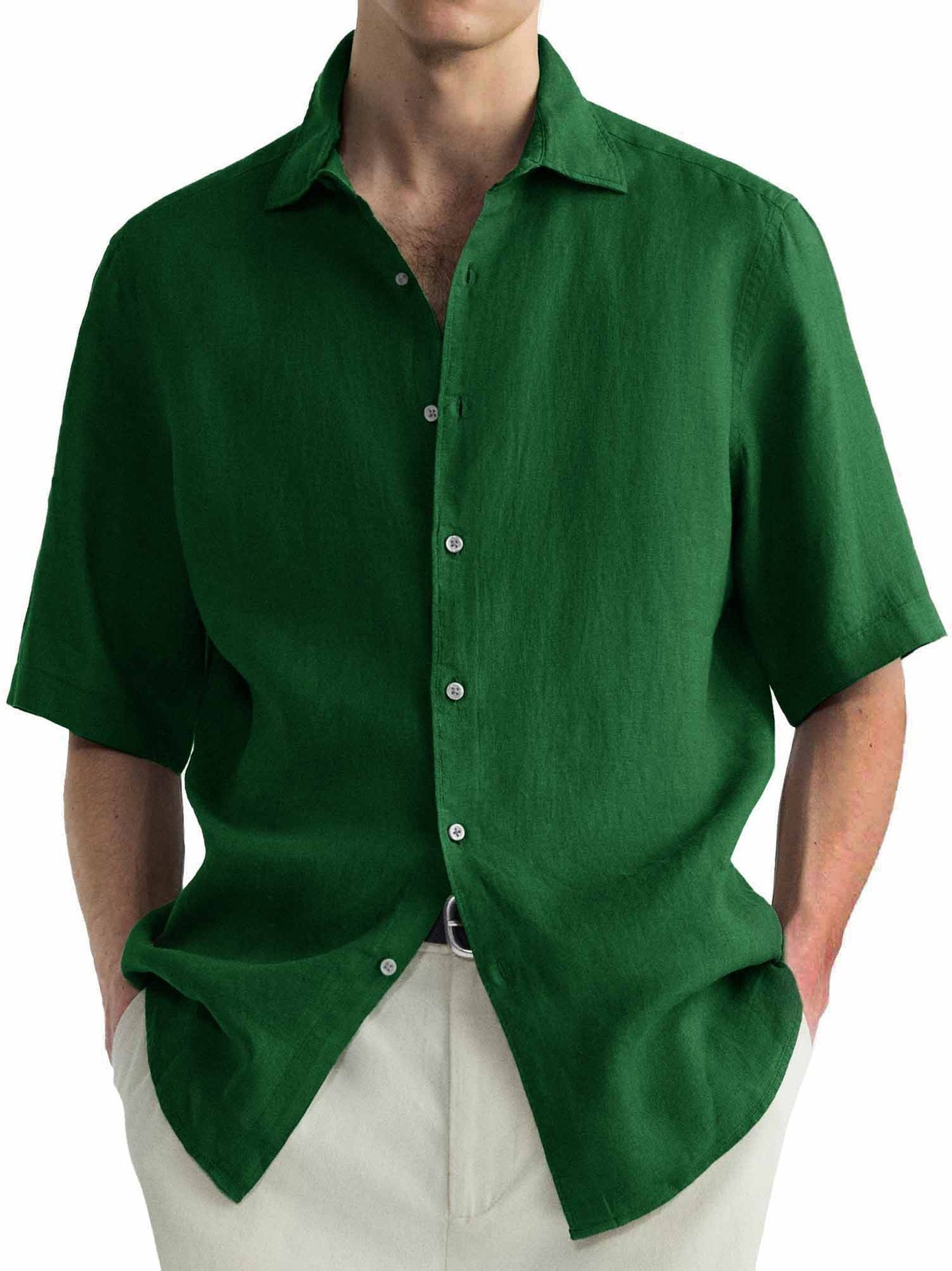 Ensemble Luxe Homme Été – Chemise Fluide & Pantalon Large en Coton | Look Élégant Décontracté