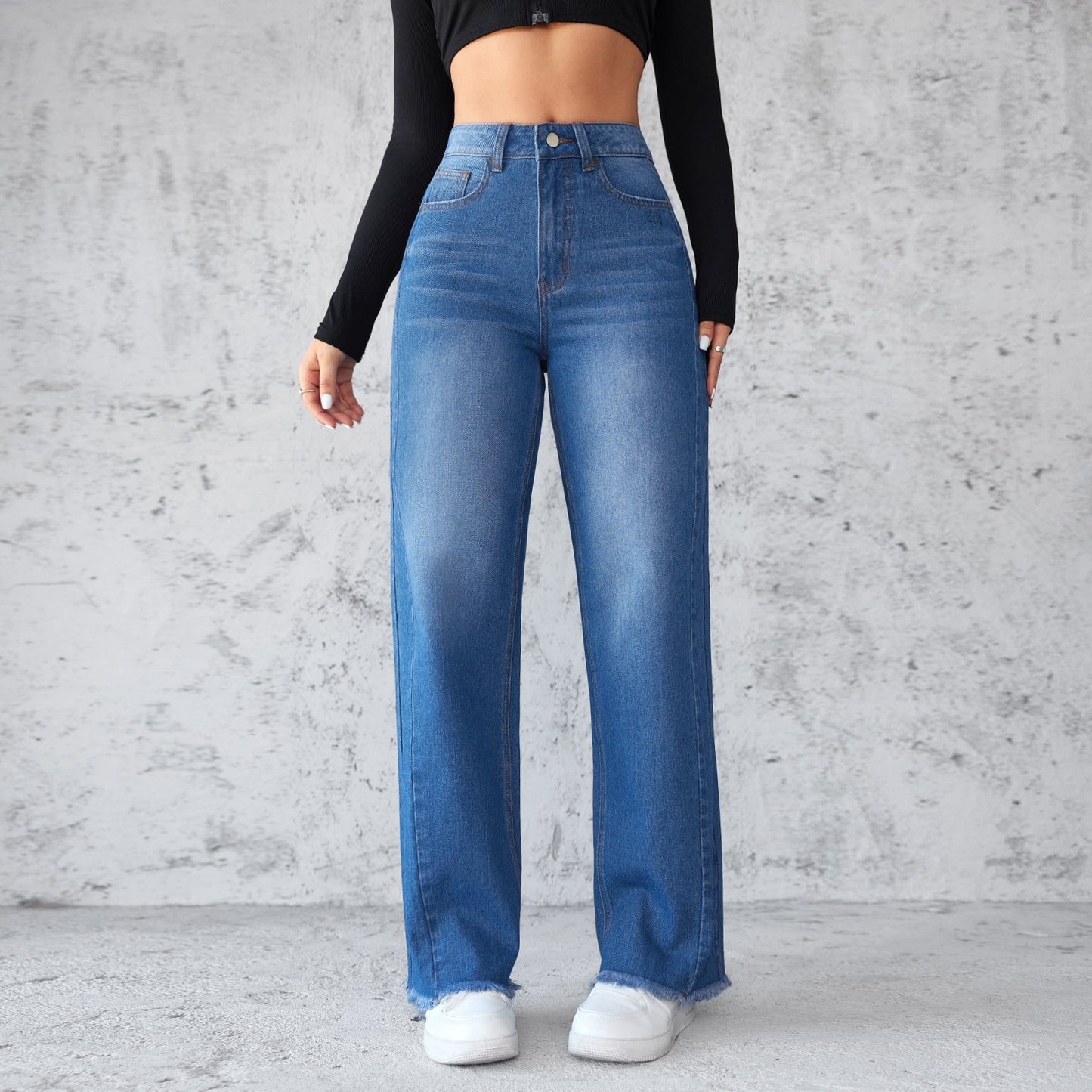 Jean Femme Taille Haute – Coupe Évasée Vintage | Look Chic & Décontracté