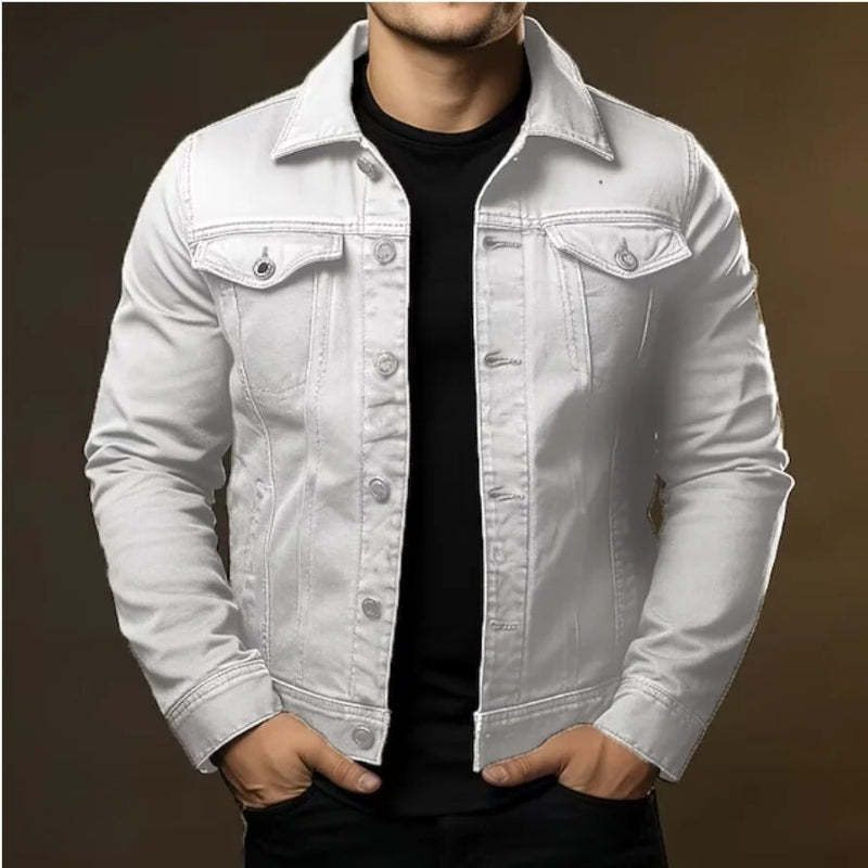 Veste homme coupe jean ajustée, look urbain en denim stretch