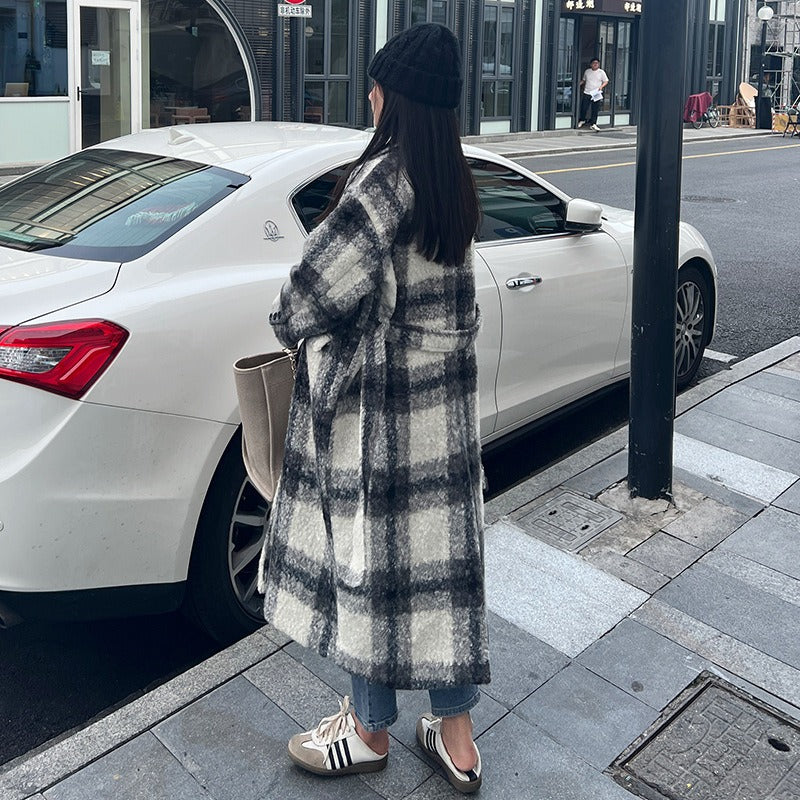 Manteau Long en Carreaux pour Femme