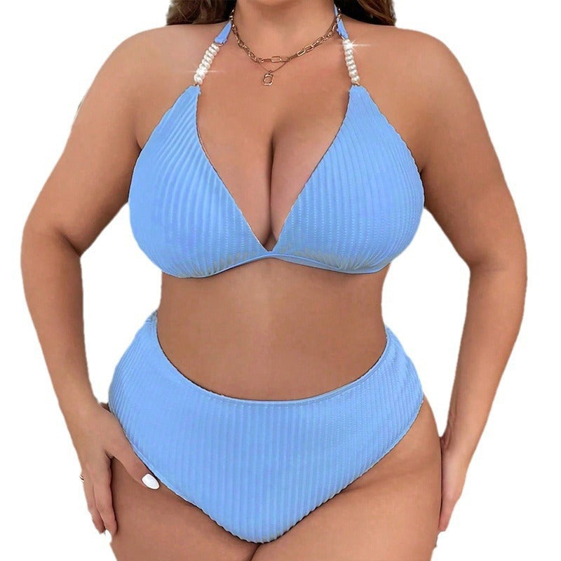 Bikini blanc côtelé perlé – chic tendance été 2025, silhouette galbée & confort absolu