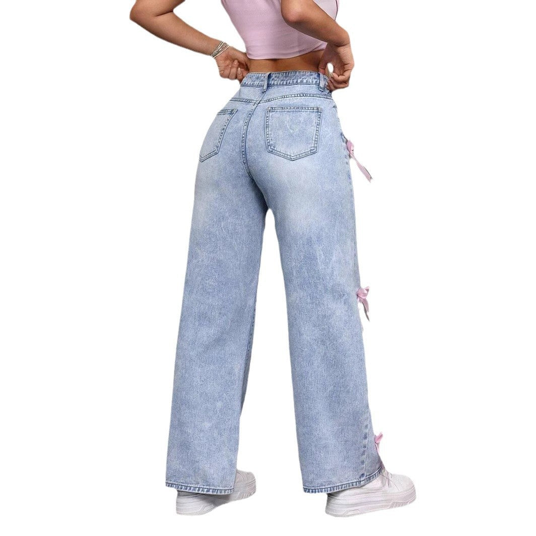 JEAN LARGE DÉLAVÉ BLEU CLAIR – COUPE MODERNE TAILLE HAUTE