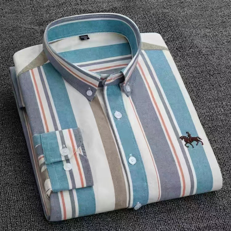 Chemise “Style Polo Club” – Rayures Élégantes Multicolores