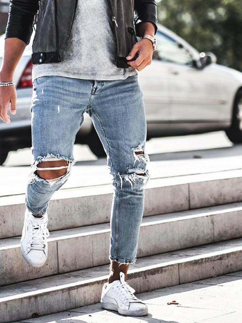 Jean Slim Délavé Homme – Look Destroy Tendance