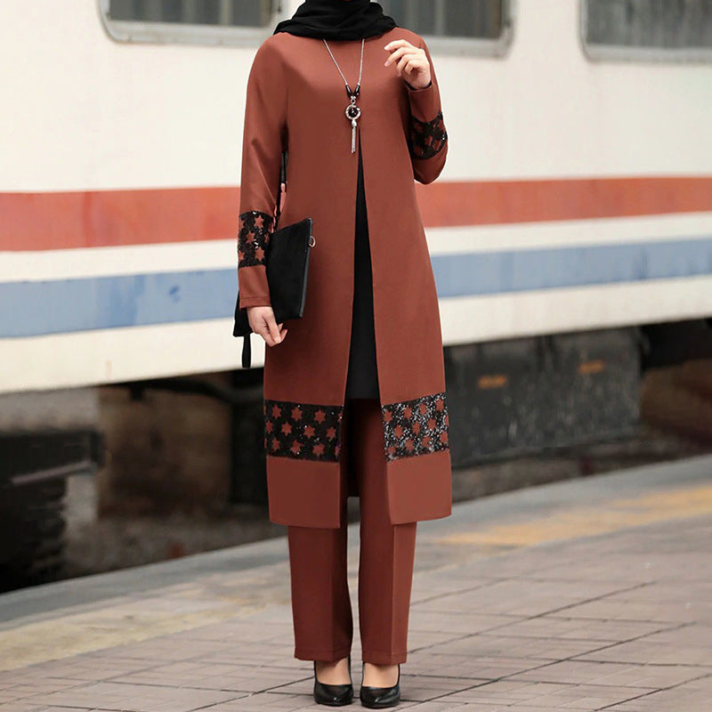 Ensemble Modeste Élégant – Long Blazer et Pantalon Coordonné Muslim