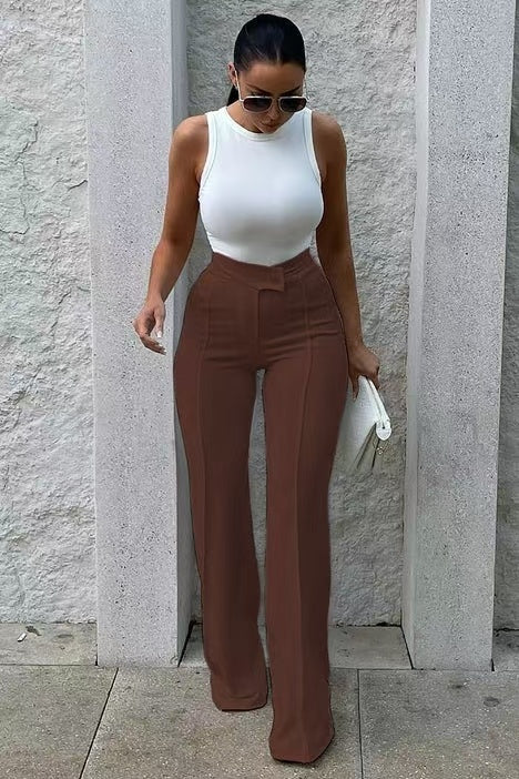 Pantalon Femme Taille Haute Évasé – Look Chic & Tendance