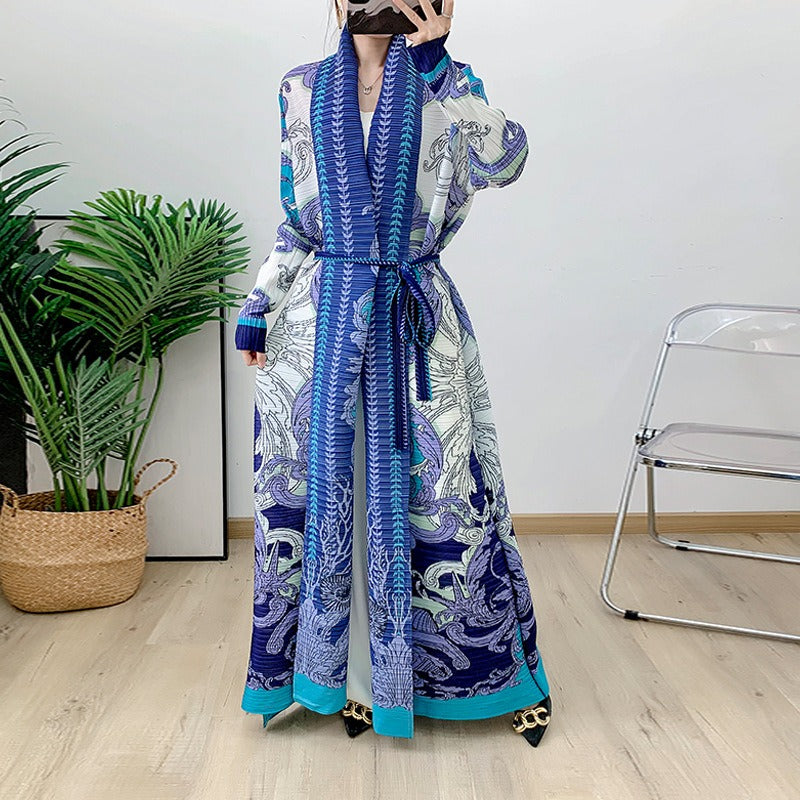 Robe Longue “Bleu Impérial” – Kimono Élégance & Détail Oriental Muslim
